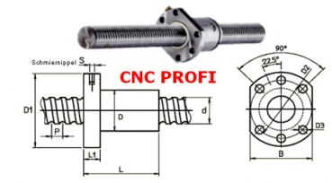 CNC Präzision Kugelumlaufspindel fi 12 mm Steigung 4 mm Preis für 1 m
