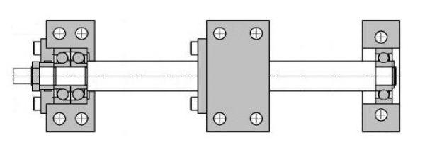 Komplet - Satz für Kugelumlaufspindel fi 16 mm - Festlager-BK12, Loslager-BF12 und Spindelmutter-Spannblock-NT16