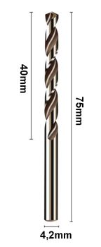 HSS Co5 -Spiralbohrer 4,2 mm für Gewinde M5 - Preis für 1 Stück