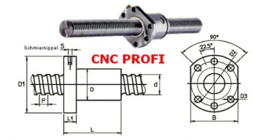 CNC Präzision Kugelumlaufspindel fi 16 mm Steigung 5 mm Preis für 1 m