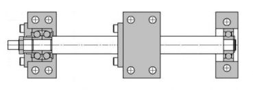 Komplet - Satz für Kugelumlaufspindel fi 20 mm - Festlager-BK15, Loslager-BF15 und Spindelmutter-Spannblock-NT20