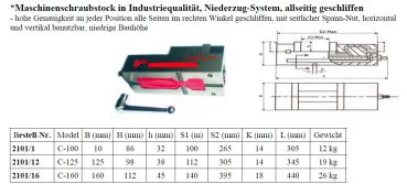 CNC Präzision Maschinen-Schraubstock Breite 100 mm allseitig geschliffen