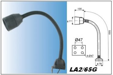 Quarz-Halogenlampe Model- LA2/65G zum Anschrauben an Gehäuse oder Arbeitsplatz 24 V 35 W  Länge ca.55 cm