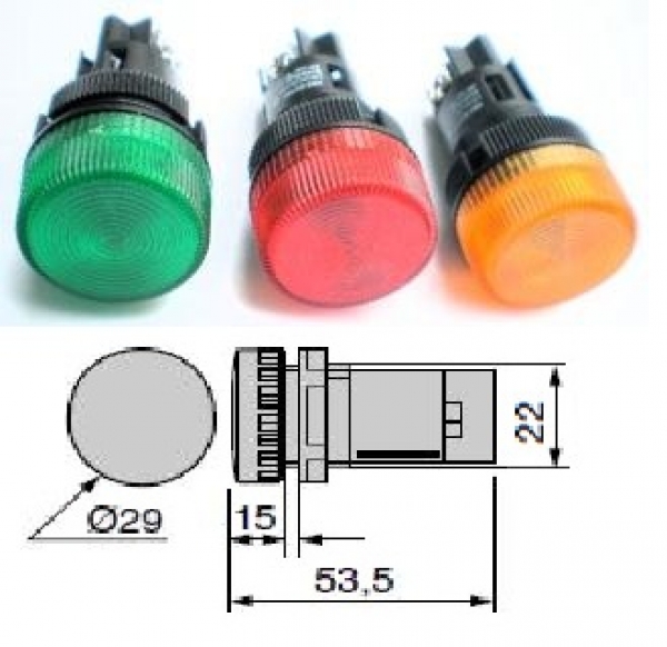 CNC PROFI - LED Signalleuchte - Gelb Einbau fi-22 mm