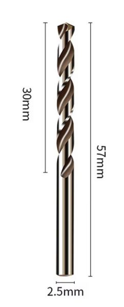 HSS Co5 -Spiralbohrer 2,5 mm für Gewinde M3 - Preis für 1 Stück