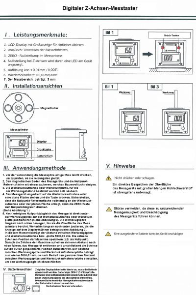 Measuring button for tool measurement with clock
