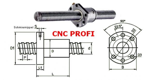Mutter CNC Kit SFU1204 Kugelgewindespindel Kugelumlaufspindel L550mm 