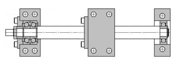 Komplet - Satz für Kugelumlaufspindel fi 20 mm - Festlager-BK15, Loslager-BF15 und Spindelmutter-Spannblock-NT20