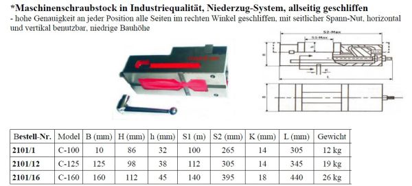 CNC Präzision Maschinen-Schraubstock Breite 160 mm allseitig geschliffen