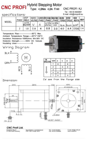 Schrittmotor - 4 Nm 4 A - 2 Wellenenden Welle fi. 8 mm - Flansch 60 mm