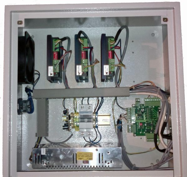 Komplett montierte Steuerung für 3 Achsen , 36V - 4,5 A je Achse im Metallschrank mit Kabel
