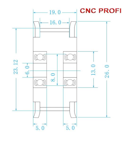 Umlenkrolle für Welle fi 6,00 mm Breite 16 mm Spannrolle Zahnriemenbreite  bis 15 mm