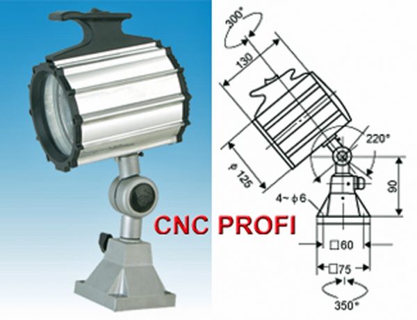 Quarz-Halogenlampe Modlel-LA5/30U zum Anschrauben an Gehäuse 24V 50W  kurzem Schwing Arm